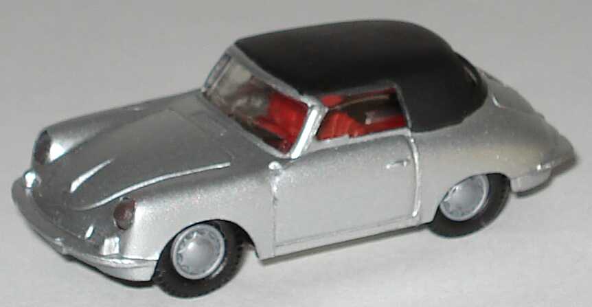 Foto 1:87 Porsche 356 Cabrio (geschlossen) silbermet., Sitze rot Praliné