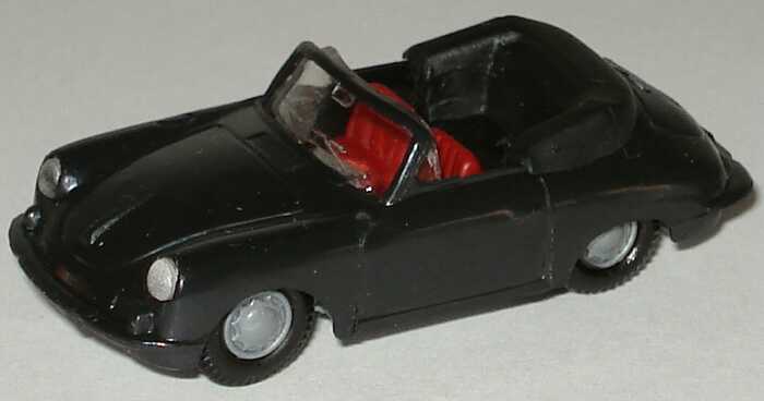 Foto 1:87 Porsche 356 Cabrio schwarz, rote Sitze Praliné