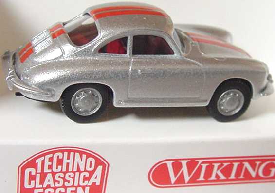 Foto 1:87 Porsche 356 silber-met. mit roten Streifen (Techno Classica) Wiking 81403