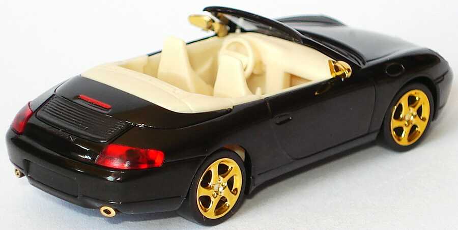 Foto 1:87 Porsche 911 Carrera (996) Cabrio schwarz, goldene Felgen und Spiegel herpa