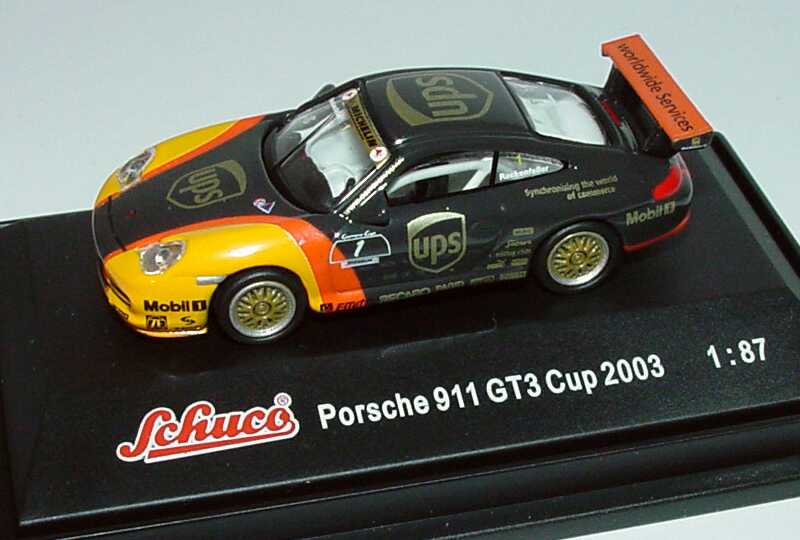 Foto 1:87 Porsche 911 GT3 Cup (996) PCC 2003 UPS Porsche-Junior Team Nr.1, Mike Rockenfeller Schuco 21829