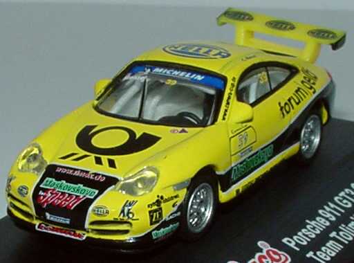 Foto 1:87 Porsche 911 GT3 Cup (996) PCC 2004 Tolimit, Hella, Post forum gelb, Moskovskaya Nr.39, Menzel Schuco 21979