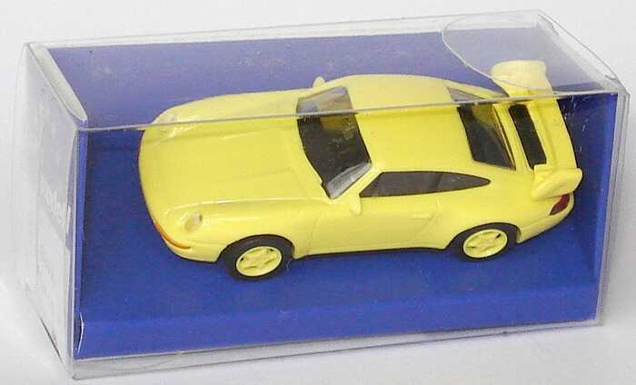 Foto 1:87 Porsche 911 RS Clubsport (993) ginstergelb, Felgen ginstergelb, mit Überrollbügel euromodell 00406
