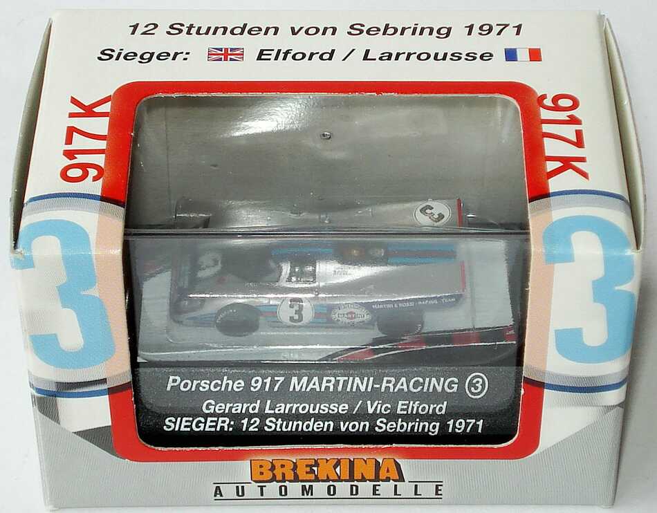 Foto 1:87 Porsche 917 K Sebring 1971 Martini-Racing Nr.3, Elford / Larrousse (Sieger) Brekina 16002