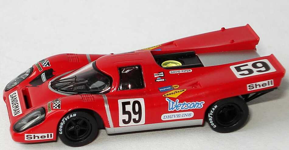 Foto 1:87 Porsche 917 K Set-Packung David Piper und seine Porsche 917 K (3x 917 K, grün + rot Nr.59 + gelb Nr.18) Brekina 16099