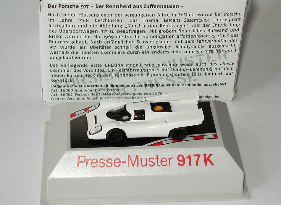 Foto 1:87 Porsche 917 K weiß Vorserien Presse Muster (Auflage 500 Stück) Brekina