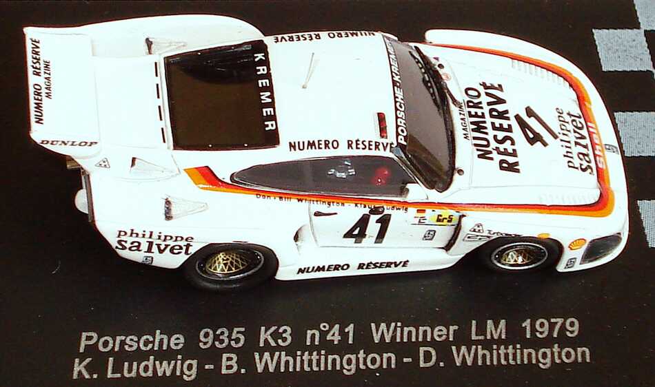 Foto 1:87 Porsche 935 K3 24h von Le Mans 1979 Kremer, Numero Réservé Nr.41, Ludwig / B. Whittington / D. Whittington (Siegerfahrzeug) Spark 87LM79