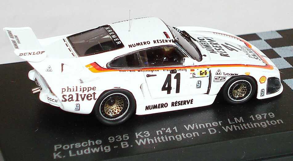 Foto 1:87 Porsche 935 K3 24h von Le Mans 1979 Kremer, Numero Réservé Nr.41, Ludwig / B. Whittington / D. Whittington (Siegerfahrzeug) Spark 87LM79