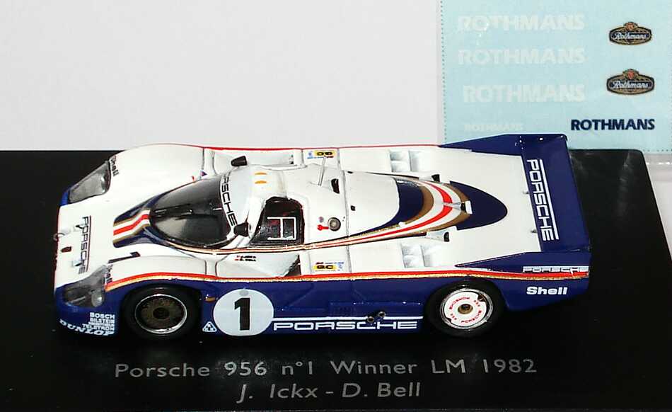 Foto 1:87 Porsche 956 LeMans 1982 Porsche, Rothmans Nr.1, Ickx / Bell (Siegerfahrzeug) Spark 87S018