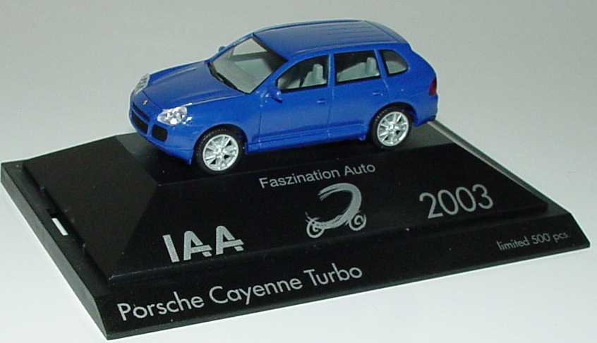 Foto 1:87 Porsche Cayenne Turbo blau IAA 2003 - Faszination Auto herpa 265898