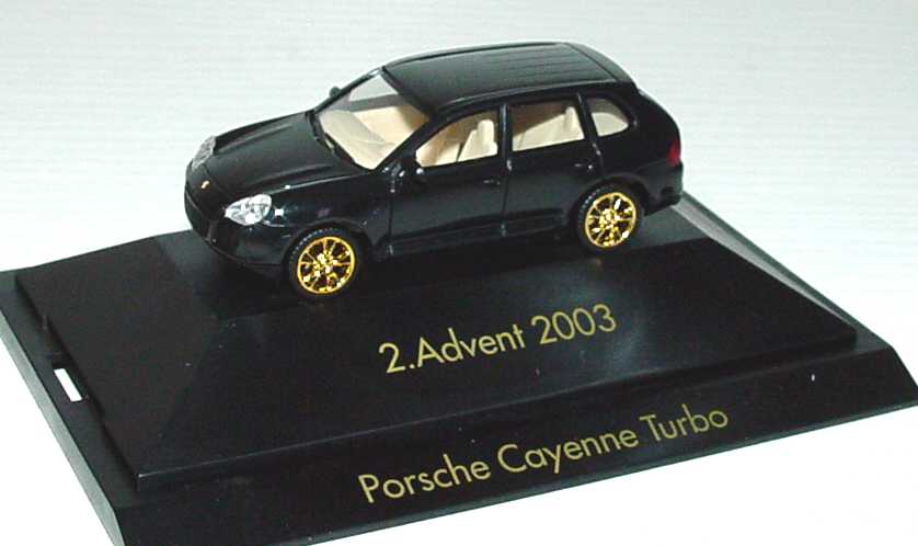 Foto 1:87 Porsche Cayenne Turbo schwarz/gold 2. Advent 2003 herpa 149495