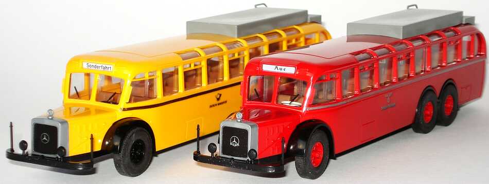 Foto 1:87 Post-Set Serie 11 Mercedes-Benz Omnibus O 10000 (rot Deutsche Reichspost + gelb Deutsche Bundespost) Brekina