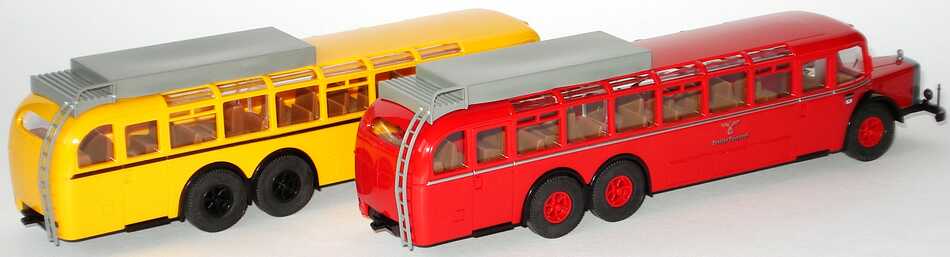 Foto 1:87 Post-Set Serie 11 Mercedes-Benz Omnibus O 10000 (rot Deutsche Reichspost + gelb Deutsche Bundespost) Brekina