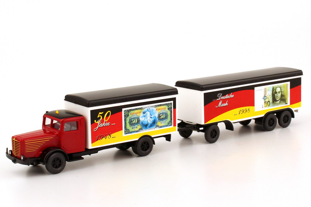 Foto 1:87 Post Museums Shop Setpackung 1998 50 Jahre D-Mark (Büssing 8000 + Mercedes Actros) Wiking 81-03