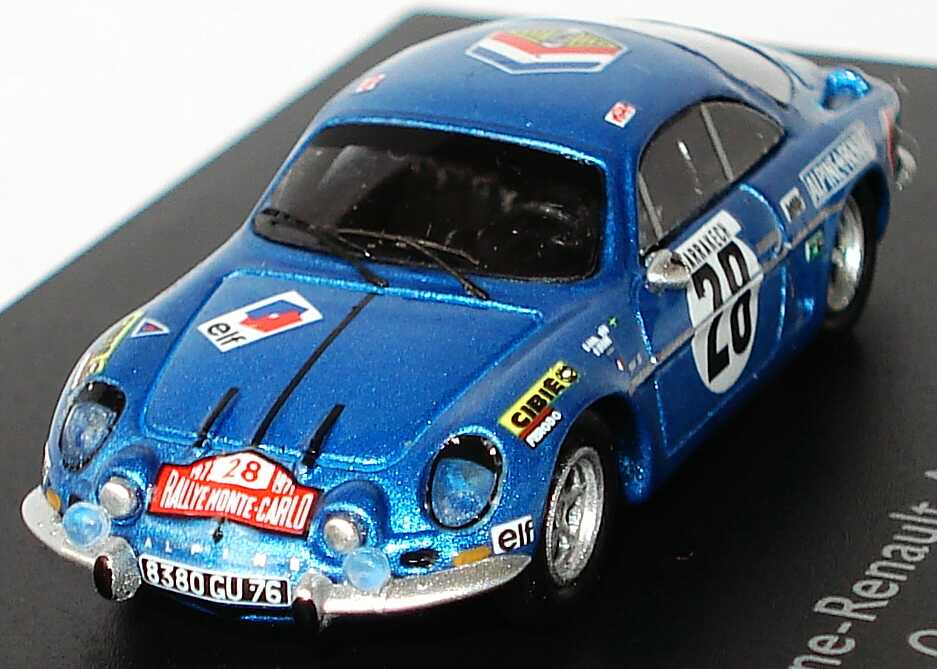 Foto 1:87 Renault Alpine A110 1600S Rallye Monte Carlo 1971 Alpine Renault, elf Nr.28, Anderson / Stone (Siegerfahrzeug) Spark 87S021