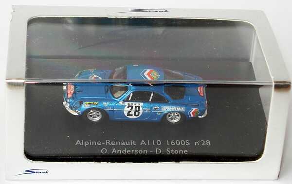 Foto 1:87 Renault Alpine A110 1600S Rallye Monte Carlo 1971 Alpine Renault, elf Nr.28, Anderson / Stone (Siegerfahrzeug) Spark 87S021