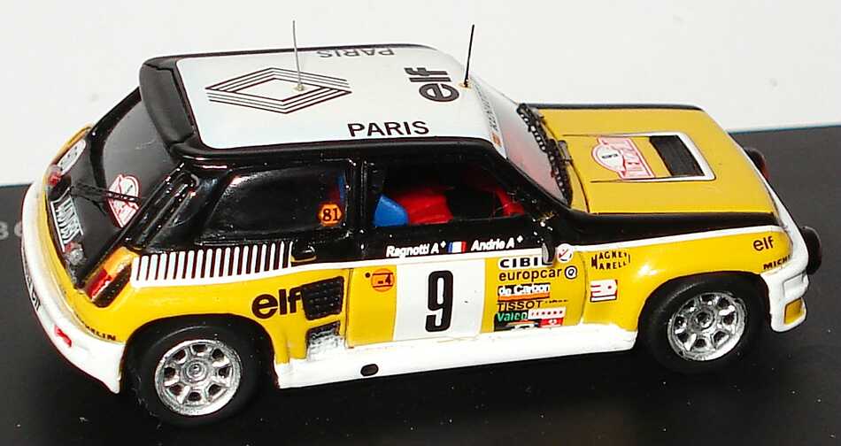 Foto 1:87 Renault R5 Turbo Rallye Monte Carlo 1981 Renault, elf Nr.9, Ragnotti / Andrié (Siegerfahrzeug) Spark 87S017