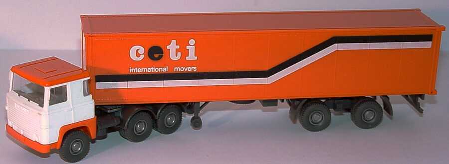 Foto 1:87 Scania R111 40CoSzg 3/2 ceti - international movers (Dach orange) Wiking 520