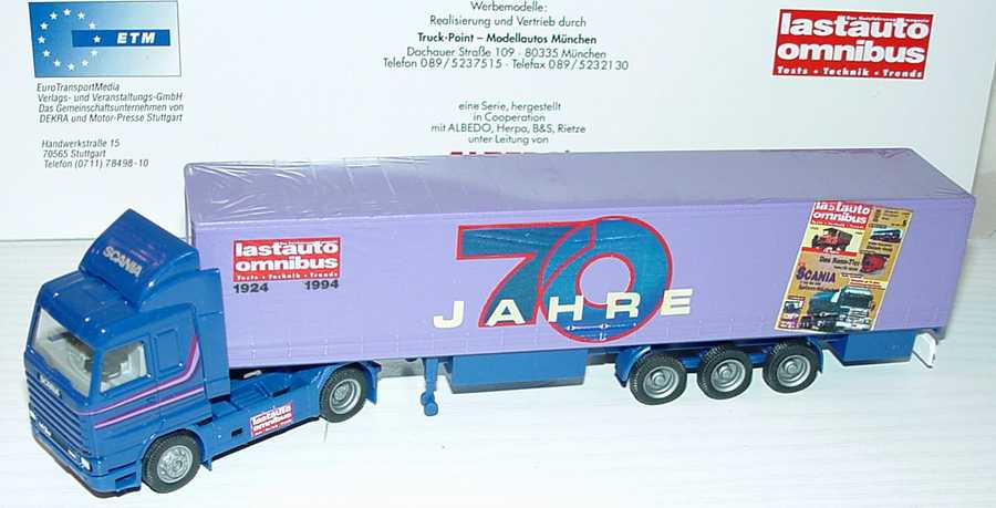 Foto 1:87 Scania R143 Streamline Fv Cv GPSzg 2/3 70 Jahre Lastauto Omnibus Albedo