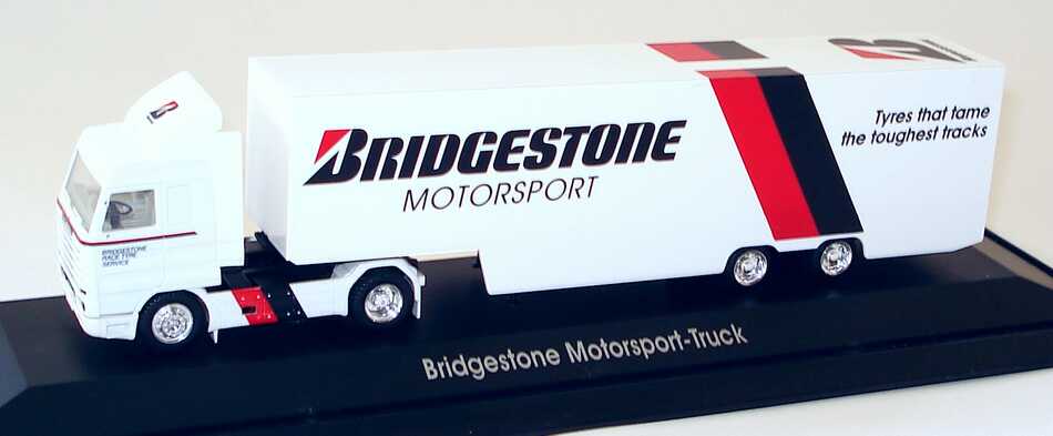 Foto 1:87 Scania R143 Streamline Fv Cv KoSzg Cv 2/2 Bridgestone Motorsport-Truck, Race Tyre Service herpa