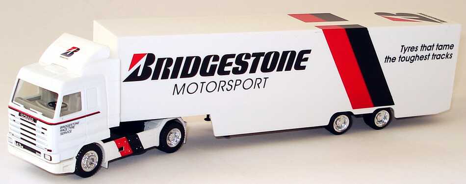 Foto 1:87 Scania R143 Streamline Fv Cv KoSzg Cv 2/2 Bridgestone Motorsport-Truck, Race Tyre Service herpa