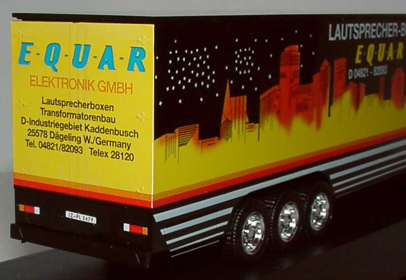 Foto 1:87 Scania R143 Topline Fv KoSzg Cv 2/3 Equar Lautsprecher-Boxen (Creative Truck Edition 1994) herpa 174398