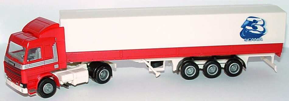 Foto 1:87 Scania R143 Topline Fv PPSzg 2/3 Scania 3 rot/beige Werbemodell herpa