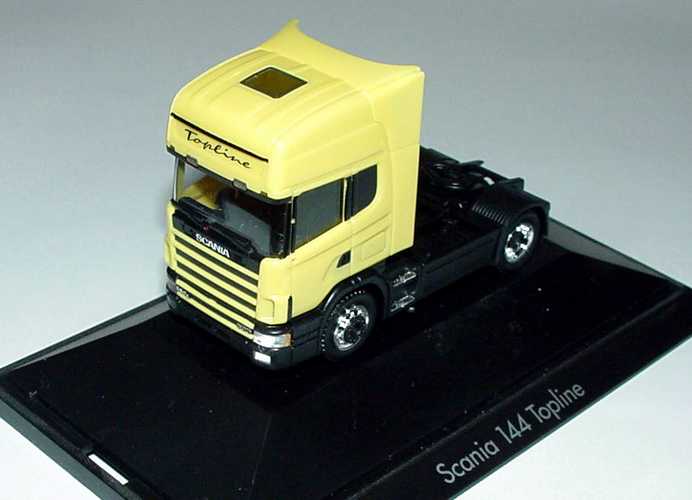 Foto 1:87 Scania R144 Topline Fv Cv 2a Szgm hellgelb herpa 110235