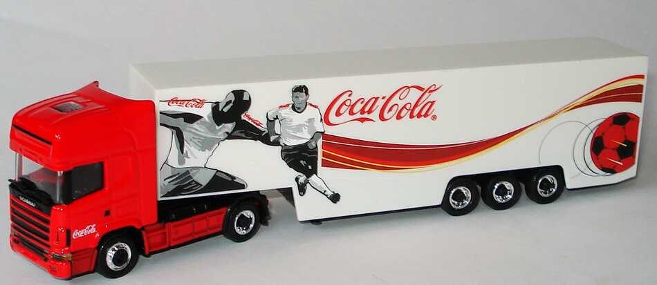 Foto 1:87 Scania R144 Topline Fv Cv KoSzg 2/3 Coca-Cola (Design Fußballspieler weiß) Magic LC26002