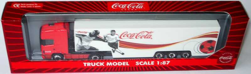 Foto 1:87 Scania R144 Topline Fv Cv KoSzg 2/3 Coca-Cola (Design Fußballspieler weiß) Magic LC26002