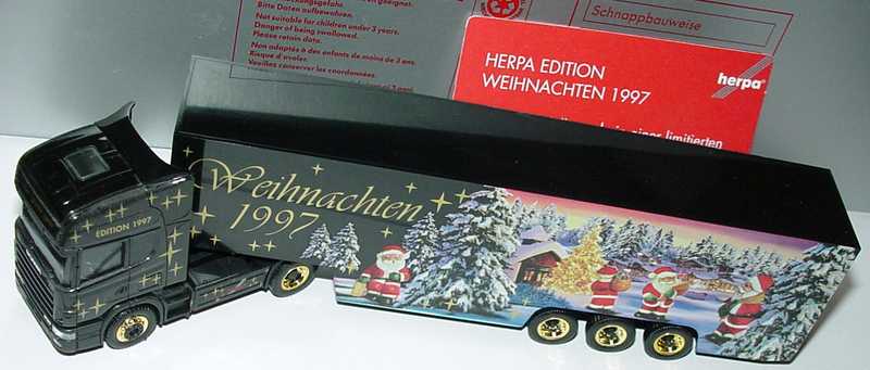 Foto 1:87 Scania R144 Topline Fv Cv KoSzg Cv 2/3 Weihnachten Edition 1997 herpa 186605