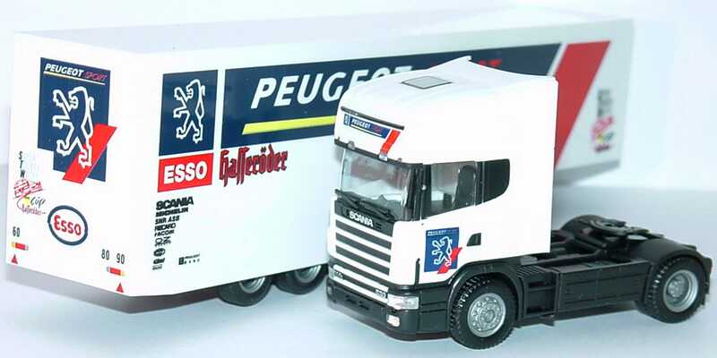 Foto 1:87 Scania R144 Topline Fv Cv RenntransportSzg 2/3 Peugeot Sport STW Cup herpa 037273