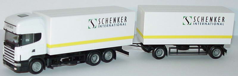 Foto 1:87 Scania R144 Topline PPSzg 3/2 Schenker International herpa 187626