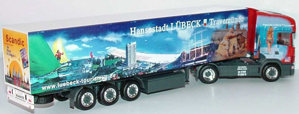 Foto 1:87 Scania R164 Topline Fv Cv KoSzg 2/3 KS Spedition GmbH, Hansestadt Lübeck, Travemünde Showtruck herpa 150170
