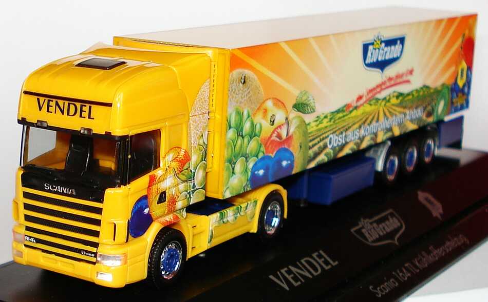 Foto 1:87 Scania R164 Topline Fv Cv KükoSzg 2/3 Vendel, Edeka / Rio Grande - Obst aus kontrolliertem Anbau herpa 120531