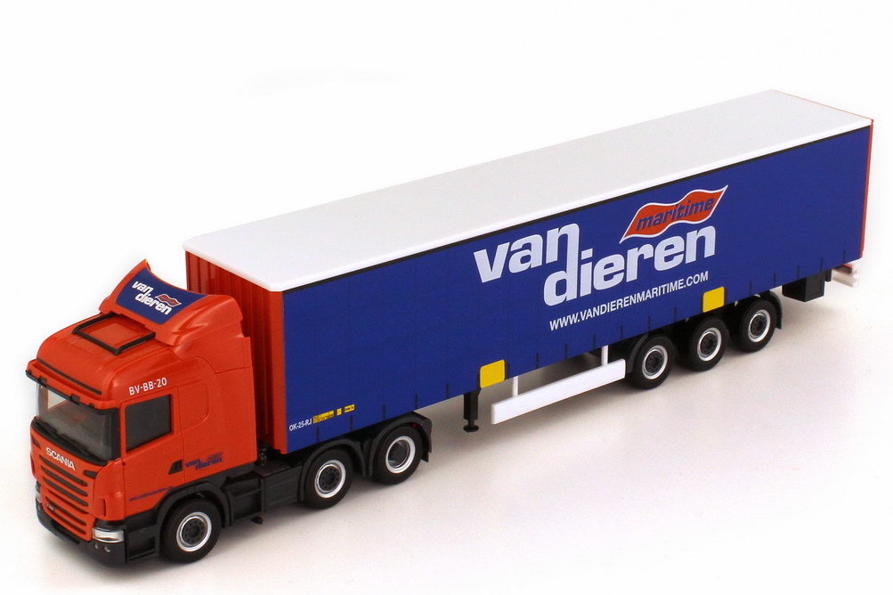 Foto 1:87 Scania R 480 Highline 2009 Fv Cv GP-Szg 3/3 Van Dieren Maritime (Niederlande) herpa 157940