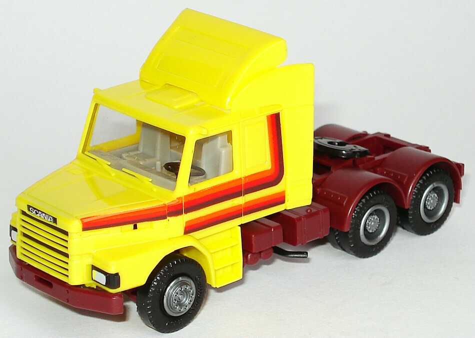 Foto 1:87 Scania T142 Fv 3a Szgm gelb mit Streifendekor herpa 844001