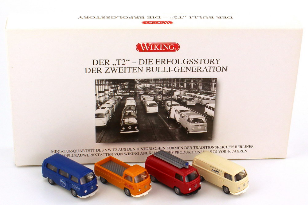 Foto 1:87 Set-Packung Der T2 - Die Erfolgsstory der zweiten Bulli-Generation (4x VW T2) Wiking 99053