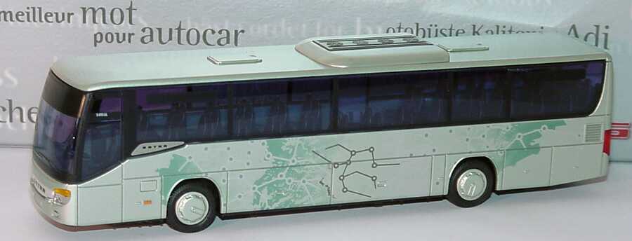 Foto 1:87 Setra S 415 UL/SF Design Landkarte arktisgrün-met. Werbemodell AMW/AWM 1535