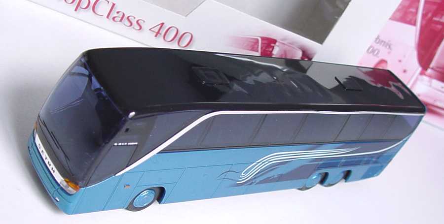 Foto 1:87 Setra S 417 HDH blau-met. Design Vogel Werbemodell 2002 AMW/AWM