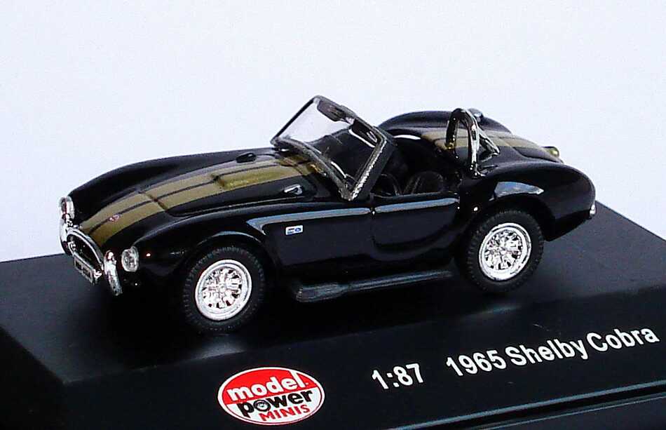 Foto 1:87 Shelby AC Cobra 427 schwarz mit goldenen Racingstreifen Model Power 19227