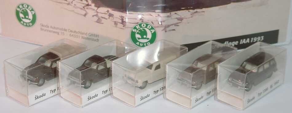 Foto 1:87 Skoda Klassik Edition - Sonderauflage IAA 1993 (5x Skoda 1200 in Videohülle) IGRA