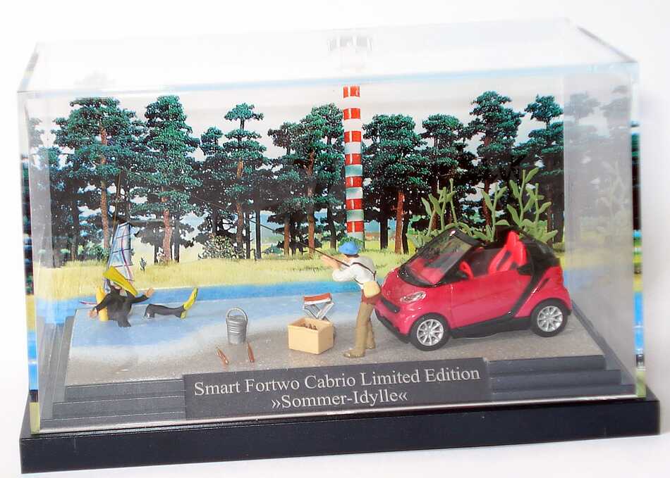 Foto 1:87 Smart Fortwo II Cabrio Sommerdiorama Sommer-Idylle Werbemodell Busch B66961393
