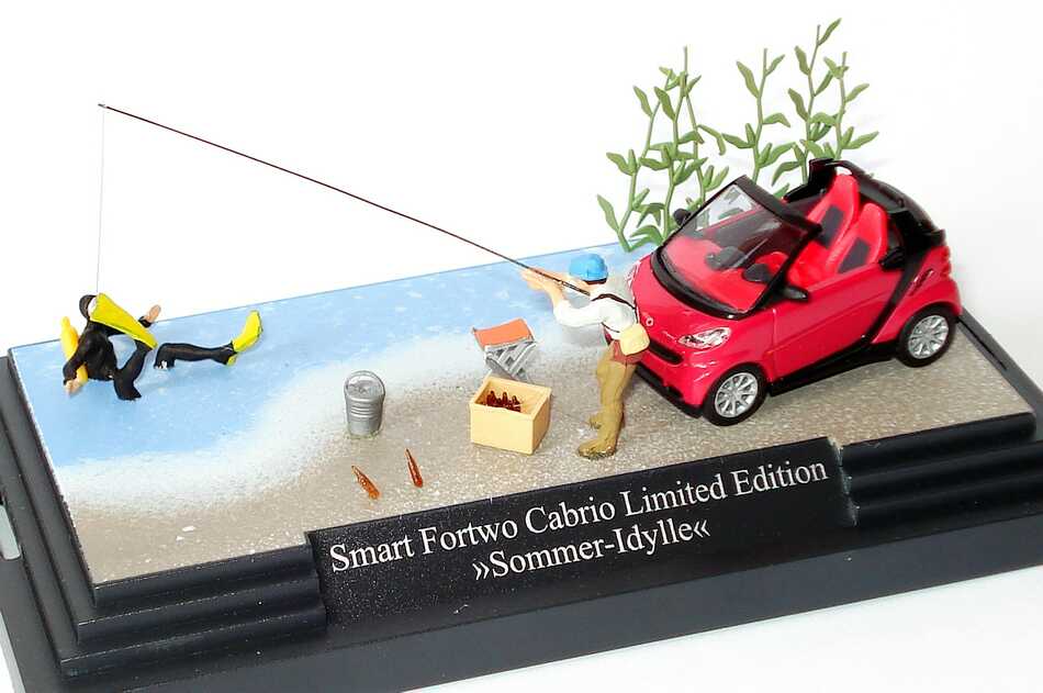 Foto 1:87 Smart Fortwo II Cabrio Sommerdiorama Sommer-Idylle Werbemodell Busch B66961393