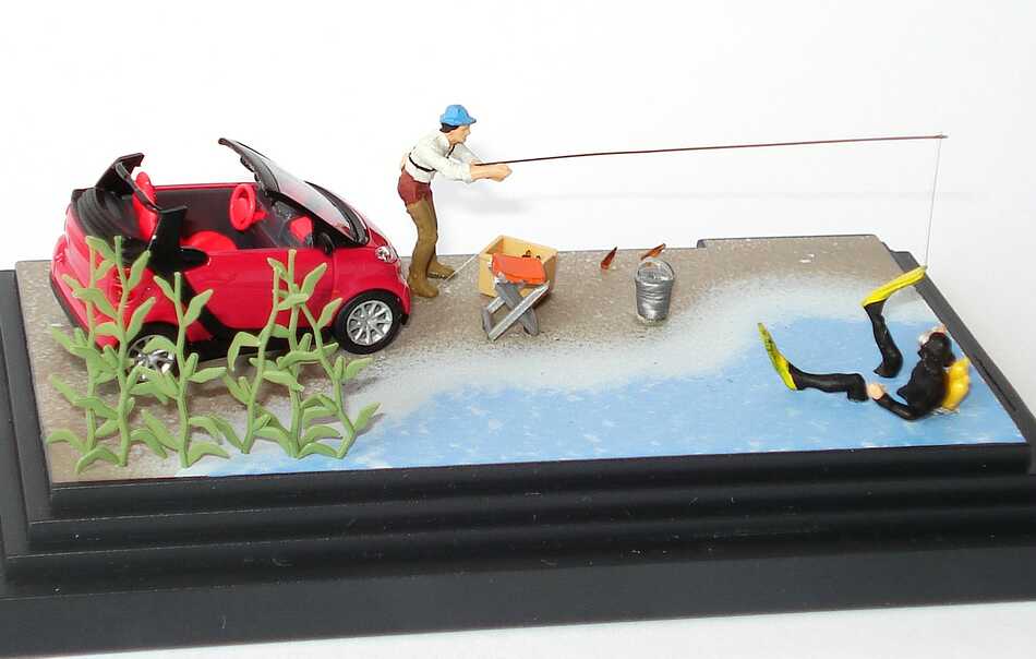 Foto 1:87 Smart Fortwo II Cabrio Sommerdiorama Sommer-Idylle Werbemodell Busch B66961393