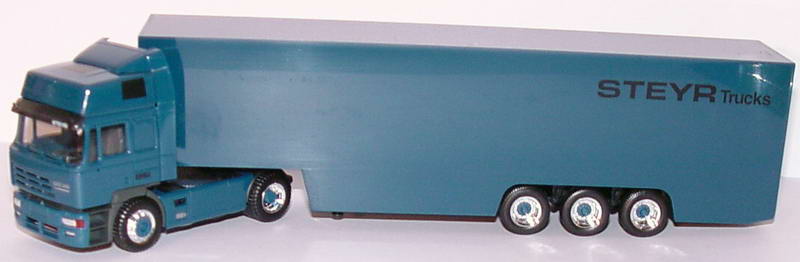 Foto 1:87 Steyr NSK Hochdach Fv Cv KoSzg Cv 2/3 Steyr Trucks dunkelgrün herpa 144018