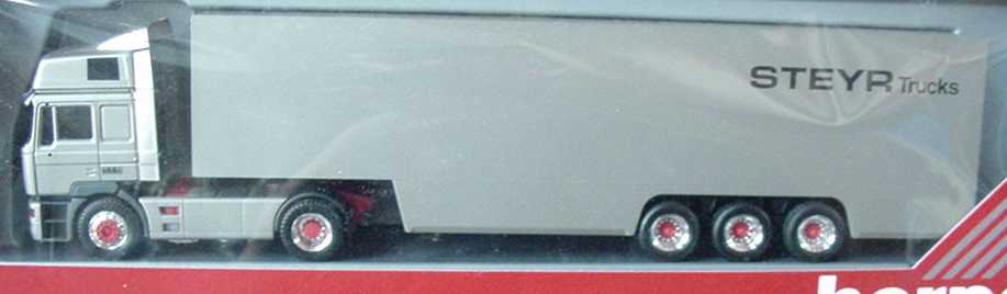 Foto 1:87 Steyr NSK Hochdach Fv Cv KoSzg Cv 2/3 Steyr Trucks rauchsilber-met. herpa 144018