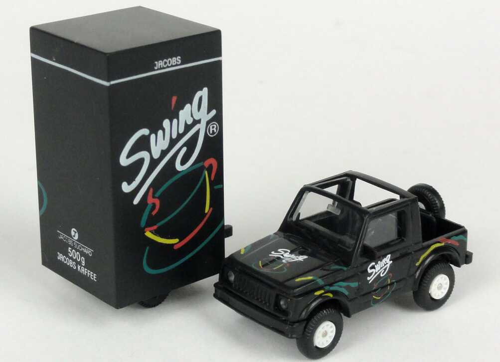 Foto 1:87 Suzuki SJ 410 Cabrio mit Promotion-Anhänger Jacobs Kaffee Swing Rietze 80160