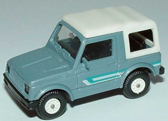 Foto 1:87 Suzuki SJ 410 Cabrio mit Verdeck blaugraumet./weiß mit Deco-Streifen Rietze
