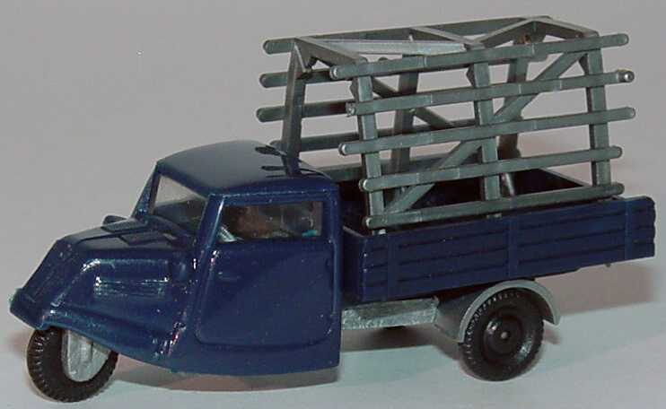 Foto 1:87 Tempo Hanseat Pritsche mit Transportgestell dunkelblau Praliné